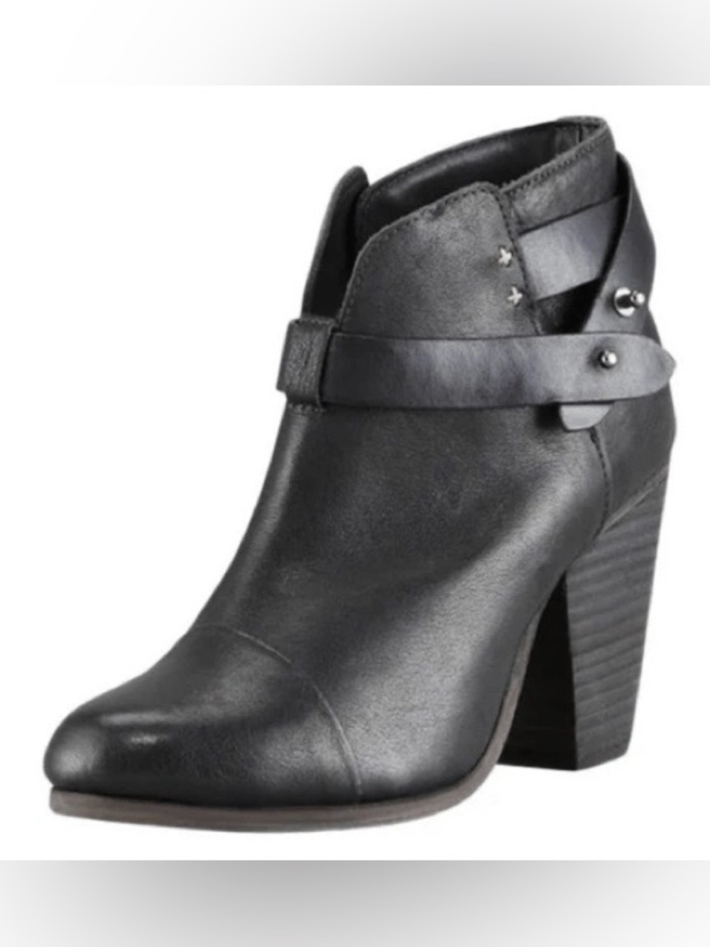 New rag & bone Black “Harrow” Leather Belted Ankle Bootie
